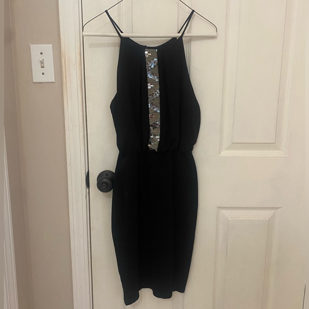 Style Rock Mini Black Dress with Silver Sequins